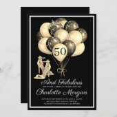 50thバースデーパーティー50素晴らしい白黒 招待状 (正面/裏面)