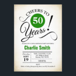50thバースデーパーティー – グリーン白黒 招待状<br><div class="desc">レトロなクリーミーな背景を持つグリーンホワイトブラックでの50th誕生日パーティーの招待。応援50年！任意のパーソナライズされた年に入ることができる。さらにカスタマイズするもし必要がある場合はメッセージを表示する。</div>
