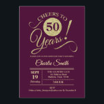 50thバースデーパーティー – ブルゴーニュ金ゴールド 招待状<br><div class="desc">50th誕生日パーティー招待ダークブルゴーニュのマルーンでフェイクグリッター金ゴールドパターン。機能トレンディータイポグラフィスクリプトフォント。シンプルモダンデザイン、パーティーに最適エレガント。応援50年！どんなパーソナライズされた時代にも入る！さらにカスタマイズするもし必要がある場合はメッセージを表示する。</div>