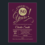 50thバースデーパーティー – ブルゴーニュ金ゴールド 招待状<br><div class="desc">50th誕生日パーティー招待ダークブルゴーニュのマルーンでフェイクグリッター金ゴールドパターン。機能トレンディータイポグラフィスクリプトフォント。シンプルモダンデザイン、パーティーに最適エレガント。応援50年！どんなパーソナライズされた時代にも入る！さらにカスタマイズするもし必要がある場合はメッセージを表示する。</div>