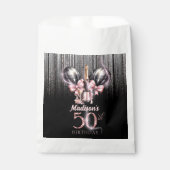 50thパーソナライズされた誕生日シャンパンラグジュアリーピンク フェイバーバッグ (正面)