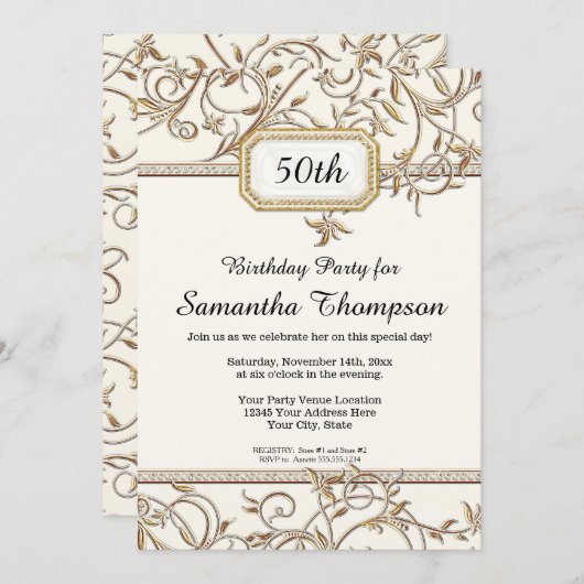 50thファイフティースグラム金ゴールドハリウッドリージェンシーパーティー 招待状 (正面/裏面)