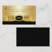 50thブラックおよび金ゴールド披露宴座席表 プレイスカード (正面/裏面)