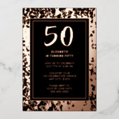 50thブラックバラ金ゴールドフォトオンバックカスタム誕生日 箔招待状 (正面)