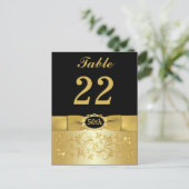 50thブラック金ゴールドフローラテーブル番号ポストカード ポストカード (スタンド正面)