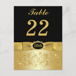 50thブラック金ゴールドフローラテーブル番号ポストカード ポストカード