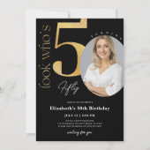 50thブラック金ゴールド誕生日招待状（写真あり） 招待状 (正面)
