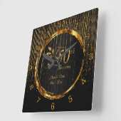 50thモダンゴールデン銀河系記念日デザイン スクエア壁時計 (傾斜)