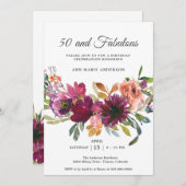 50thワイルドフラワー誕生日招待状 シーズンカード (正面/裏面)