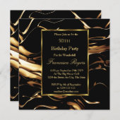 50th人気があるバースデーパーティー金ゴールドブラック招待状 招待状 (正面/裏面)