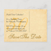 50th日付の保存誕生日金ゴールドブラックレースv2 案内ポストカード (裏面)