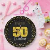 50th素晴らしい誕生日ブラック金ゴールドフォイルドックスグラム ペーパープレート (パーティー)