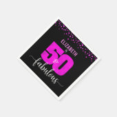 50th素晴らしい誕生日ホットピンクグレームドットブラック スタンダードカクテルナプキン (角)