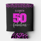50th素晴らしい誕生日ホットピンクドットブラックグラム 缶クーラー (裏面)