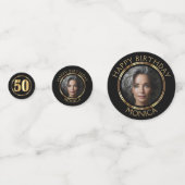 50th素晴らしい誕生日 – ブラックと金ゴールド コンフェッティ (正面)