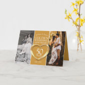 50th結婚 Golden's anniversary now and then photo カード (黄色い花)