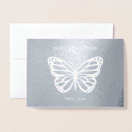 50th蝶の誕生日の追加の名前 箔カード (封筒付き正面)