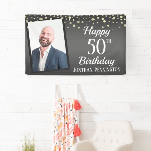 50th誕生日と紙吹雪ワンフォトバー 横断幕 (インサイチュ)