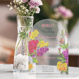 50th誕生日の透明シック アクリル招待状