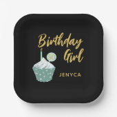 50th誕生日ガールカップケーキ紙プレート ペーパープレート (正面)