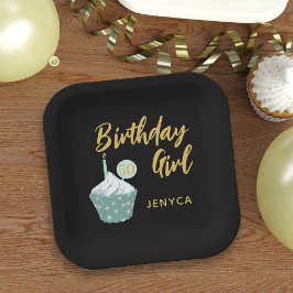 50th誕生日ガールカップケーキ紙プレート ペーパープレート