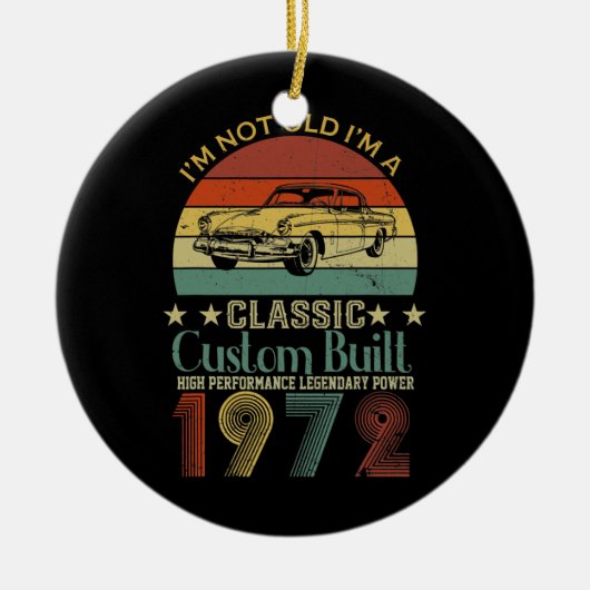 50th誕生日ギフト男性へパパレトロヴィンテージ セラミックオーナメント (正面)