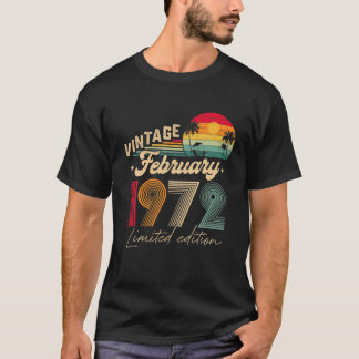 50th誕生日ギフト男性ヴィンテージ1972年2月50Ye Tシャツ