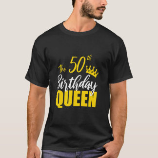 50th誕生日クイーンハッピーバースデーパーティーブデイファミ tシャツ