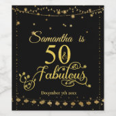 50th誕生日ゴールドグリッターブラック50素晴らしい ワインラベル (シングルラベル)