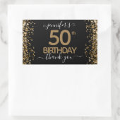 50th誕生日サンキュー金ゴールドグリッター 長方形シール (バッグ)