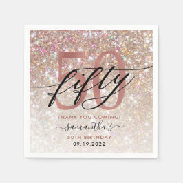 50th誕生日シックグリッターグラデーションサンキュー スタンダードカクテルナプキン