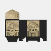 50th誕生日シャンパン金ゴールド水玉模様ストライプズボウ フェイバーボックス (折り畳みなし)