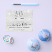 50th誕生日シルバーグリッター予算の日付を保存 チラシ (シングル)