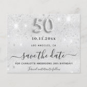 50th誕生日シルバーグリッター予算の日付を保存 チラシ (正面)