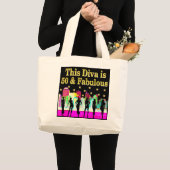 50th誕生日ニューヨークシティデザイン ラージトートバッグ (正面(商品))