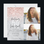 50th誕生日バラ金ゴールドグリッターシックモダン<br><div class="desc">50歳モダンの誕生日シックタイポグラフィバラ金ゴールド効果バースデーフォト数々のパーティの招待状。スクリプトモダン文字コンテンポラリーデザイン。コレクションの一部。</div>