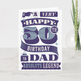 50th誕生日パパレトロヒップスタータイポグラフィレジェンド カード