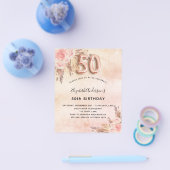 50th誕生日パンパスグラスバラ予算 チラシ (シングル)