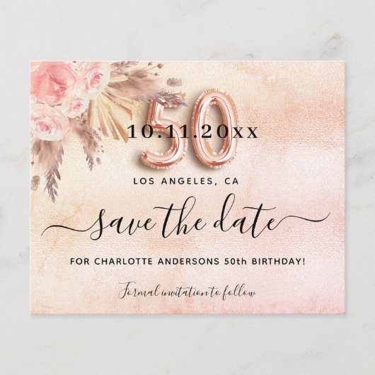 50th誕生日パンパバラ予算の日付を保存 チラシ (正面)