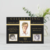 50th誕生日パーティトリフォト招待状 招待状 (スタンド正面)