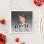 50th誕生日パーティフォトブラックスクリプト応援 スタンダードカクテルナプキン (インサイチュ)