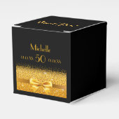 50th誕生日パーティブラック金ゴールド感謝していユー フェイバーボックス (正面サイド)