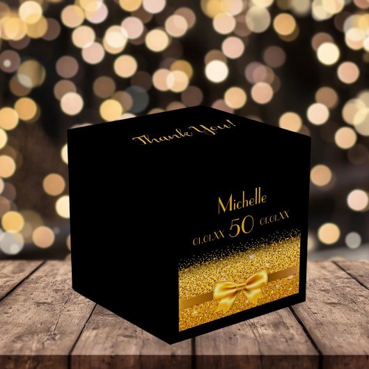 50th誕生日パーティブラック金ゴールド感謝していユー フェイバーボックス