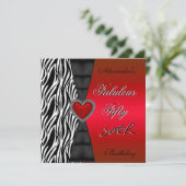 50th誕生日パーティレッドゼブラワイルドブラック2 招待状 (スタンド正面)