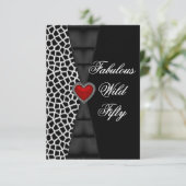 50th誕生日パーティレッドゼブラワイルドブラック4a 招待状 (スタンド正面)