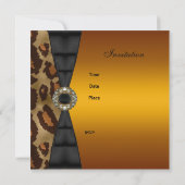 50th誕生日パーティワイルドブラックイエロー金ゴールド 招待状 (裏面)