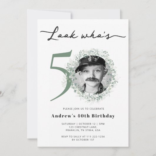 50th誕生日パーティーの写真 招待状 (正面)