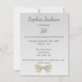 50th誕生日パーティーの招待ブラックシルバーボウ 招待状 (裏面)