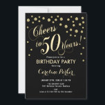 50th誕生日パーティーの招待 – 金ゴールドブラック 招待状<br><div class="desc">第50回バースデーパーティー招エレガント待デザインのフェイクグリッター金ゴールドと黒。応援50年！</div>