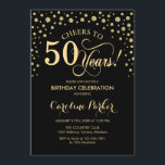 50th誕生日パーティーの招待 – 金ゴールドブラック 招待状<br><div class="desc">第50回バースデーパーティーへの招待。エレガントデザインとフェイクグリッター金ゴールドと黒。応援50年！詳細なカスタマイもしズが必要なメッセージを表示する。</div>